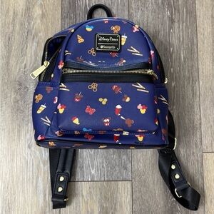 Loungefly Disney Parks Navy Snack Print Backpack